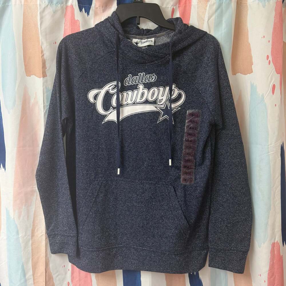 Dallas Cowboys Navy White Silver Sparkle Hoodie Size Small